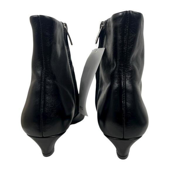 Mango MNG Square Toe Kitten Heel Leather Boots Black Size 39/ US 8.5 - Picture 9 of 13
